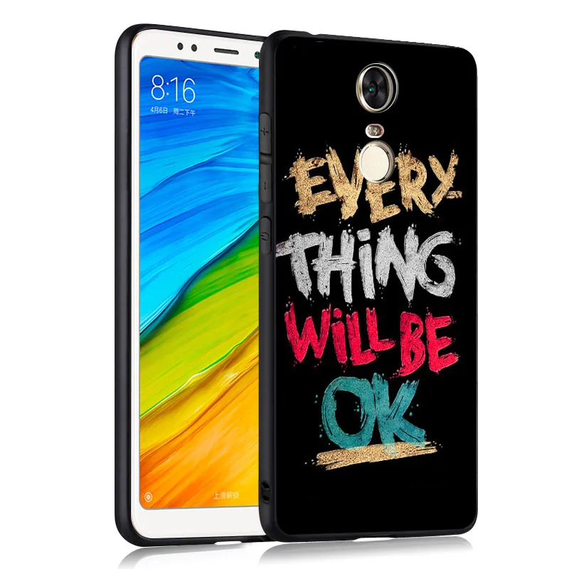 Чехол для xiaomi redmi 5 Plus черный рельефный 3D чехол redmi5 силиконовый с мультяшным