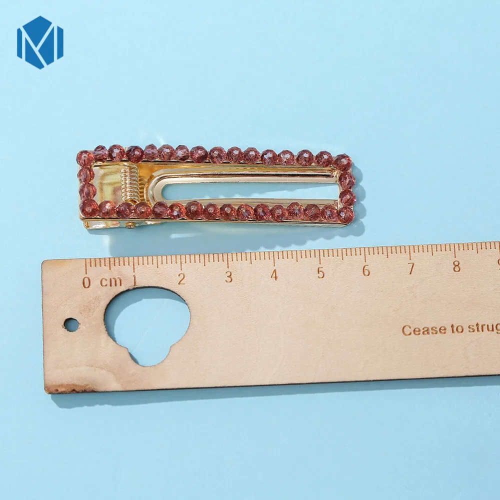6cm Alloy Rhinestone Hairpins For Women Girls Hair Accessories Female Headwear Rectangle Crystal Geometric Hair Clips Barrettes