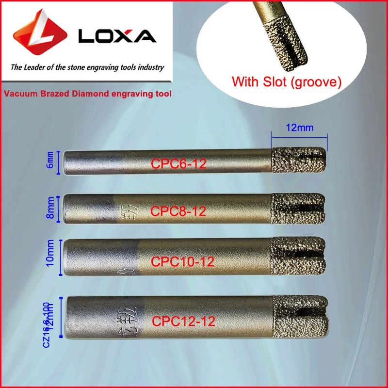 

LOXA marble engraving tool,vacuum brazed diamond engraving tools / End Mill with slot (groove) for CNC stone engraving machine