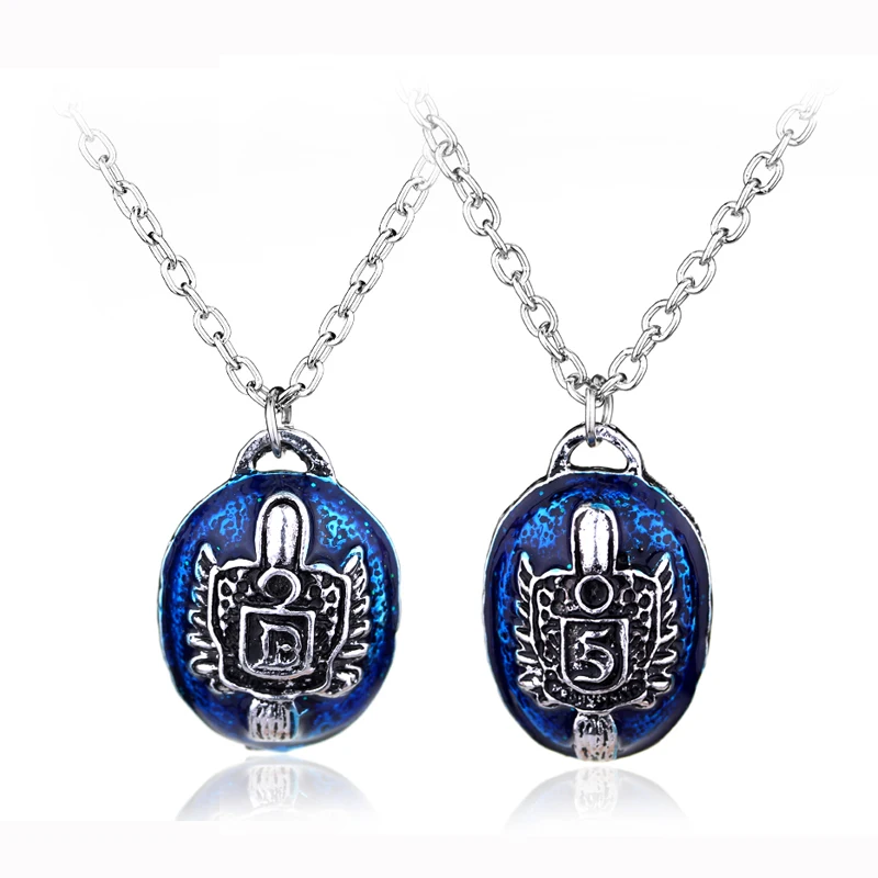 

Movie Jewelry The Vampire Diaries Damon Necklace S and D Blue Enamel Necklace Gilbert Vervain Verbena Women Men Couple Gift