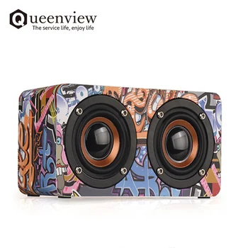 

Queenview Portable Wooden Wireless Bluetooth Speaker Bass Altavoz Speakers with MIC TF FM Radio caixa de som Soundbar altavoces