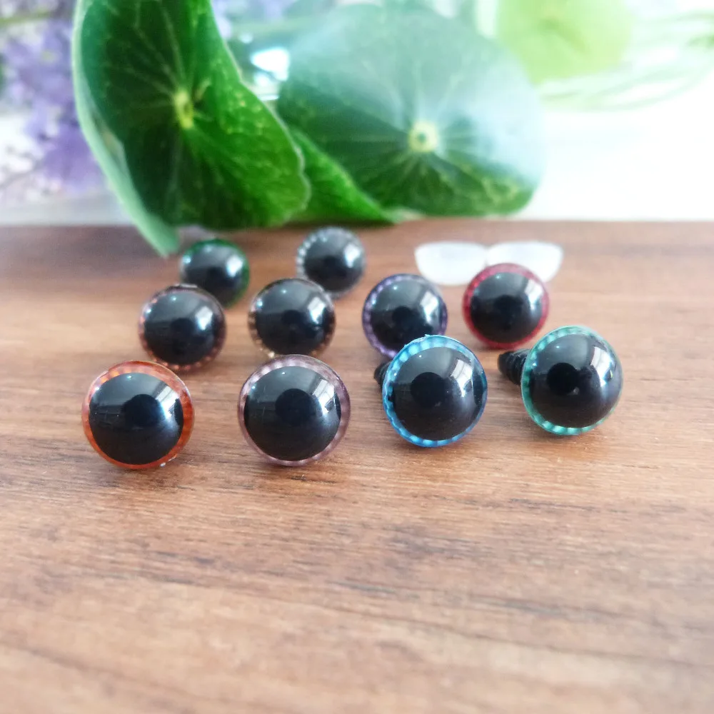 40pcs/lot 10mm mixed color glitter toy safety eyes with white washer