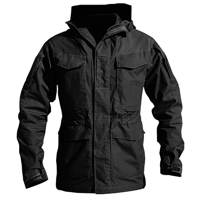 M65 армейская Военная тактическая куртка для улицы, походная ветровка, Мужская водонепроницаемая куртка для пилота, куртка с капюшоном в стиле милитари - Цвет: Black
