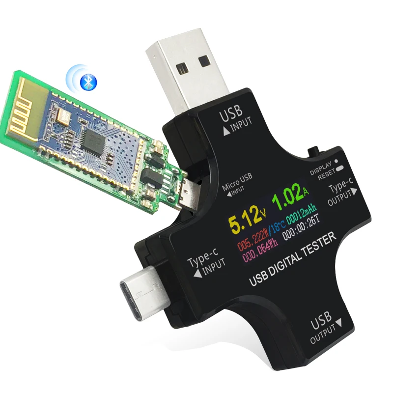 USB тестер Bluetooth Type C PD цифровой цветной TFT вольтметр измеритель напряжения тока