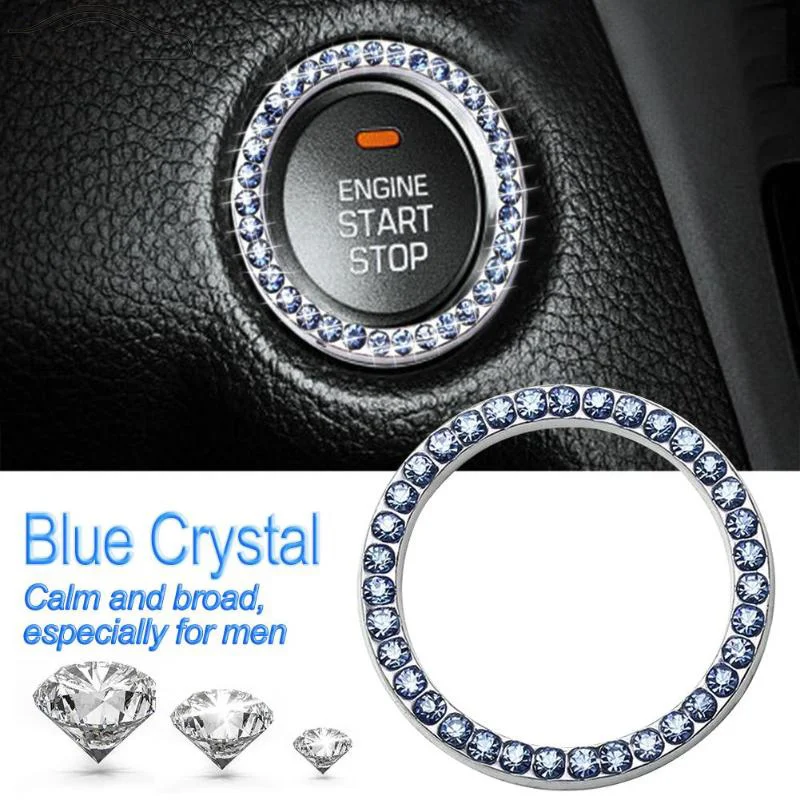 

40mm/1.57" Car SUV Start Switch Button Decorative Diamond Rhinestone Ring Auto Car Bling Key Ring Decorative Accessories