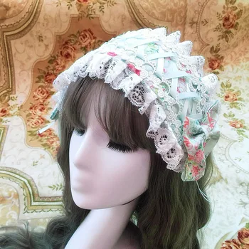 

Rococo Style Lolita Headband Sweet Printed Lace up Headpiece