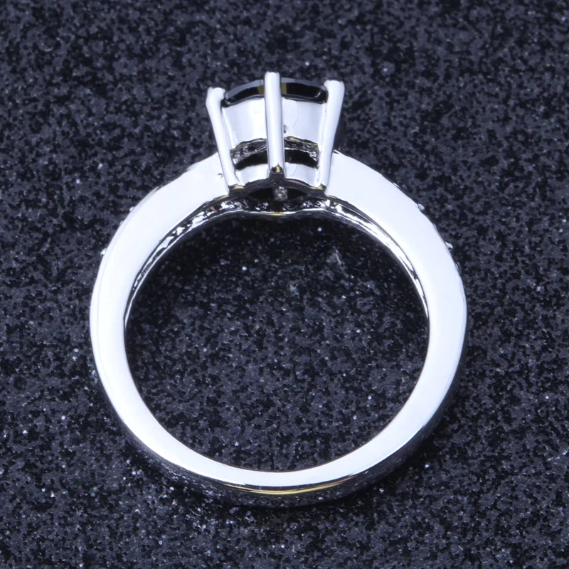 Цена за эксклюзивный черный циркон серебряный цвет ювелирные изделия Свадебные кольца J056