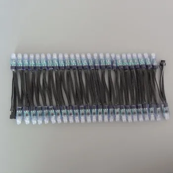 

100pcs/string addressable DC5V 12mm SM16703 rgb pixel module led string light,full color;all BLACK 20AWG wire,waterproof IP68