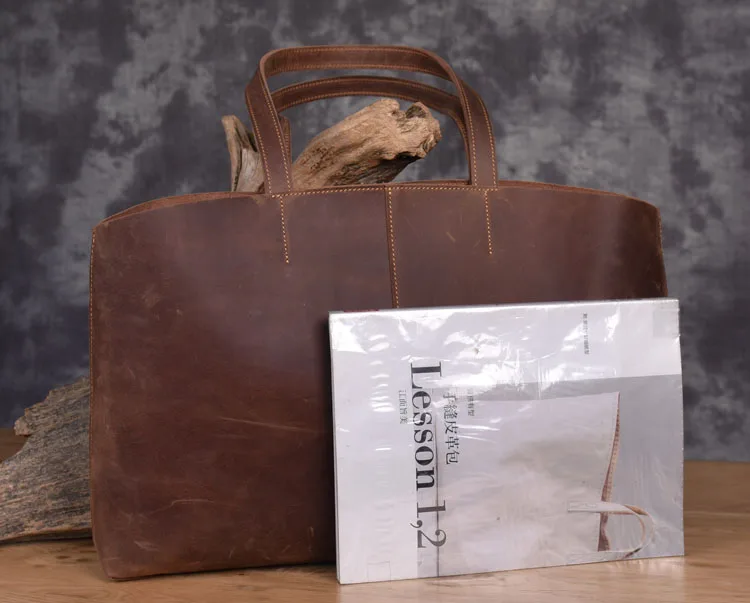 Ретро первый слой кожаные женские сумки женская сумка на плечо crazy horse кожаная Большая вместительная сумка-тоут женские сумки для покупок