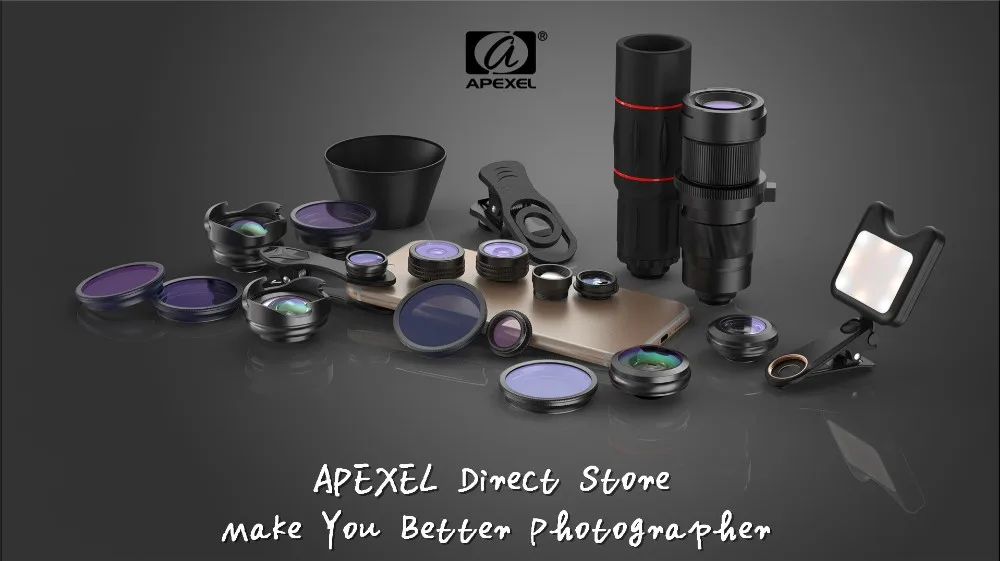 APEXEL HD 5 in 1 Camera Phone Lens 4K Wide Macro Lens Portrait Super Fisheye Lens CPL Filter for iPhone Samsung all cellphone 4 lens camera phone