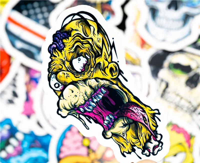 31PCS Terror Rock Sticker Pack Skeleton Dark Sexy Funny Skull Stickers For Laptop Fridge Bicycle Phone Guitar Toy Stickers Sets (20)