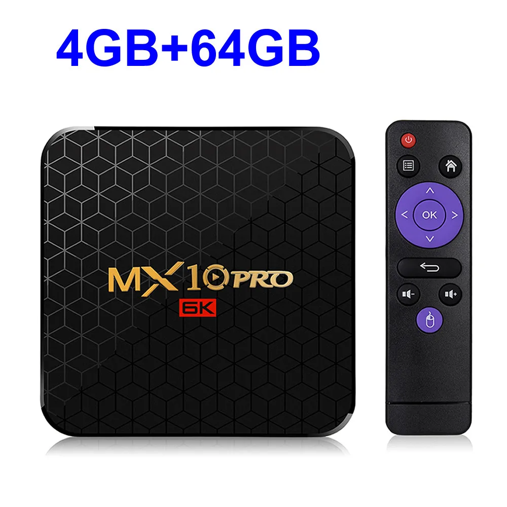 Android 9,0 Smart tv Box MX10 PRO Allwinner H6 Четырехъядерный 4 ГБ ОЗУ 64 Гб ПЗУ USB3.0 wifi 3D 6K разрешение H.265 HDR медиаплеер - Цвет: 4GB 64GB