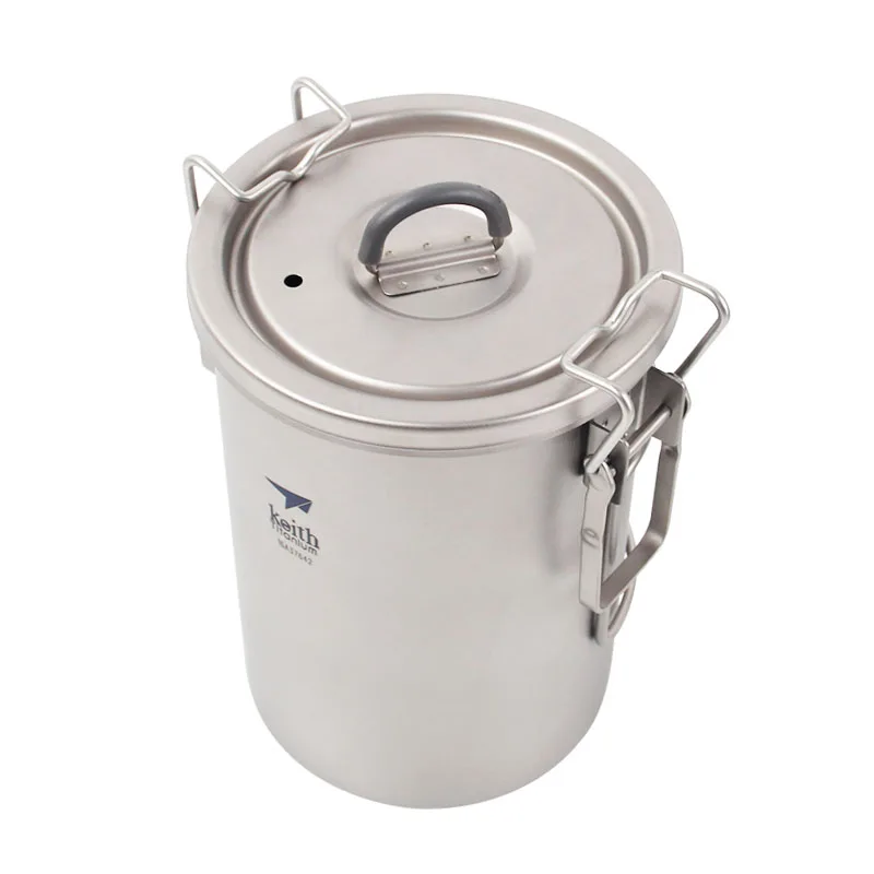 Keith 900ML Ti6300 Titanium Tea Cup  Camping Titanium  Cooking Container With Foldable Handle  Outdoor Tableware