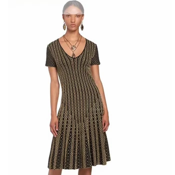 

2019 New Women Short Sleeve Jacquard Bandage Dress Sexy V Neck Fashion Summer Dresses Party Celebrity Vestidos Multicolor Festa