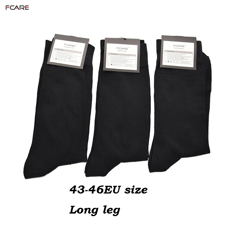 Buy Fcare 6PCS=3 pairs mens cotton black dress socks 43, 44, 45, 46 plus size