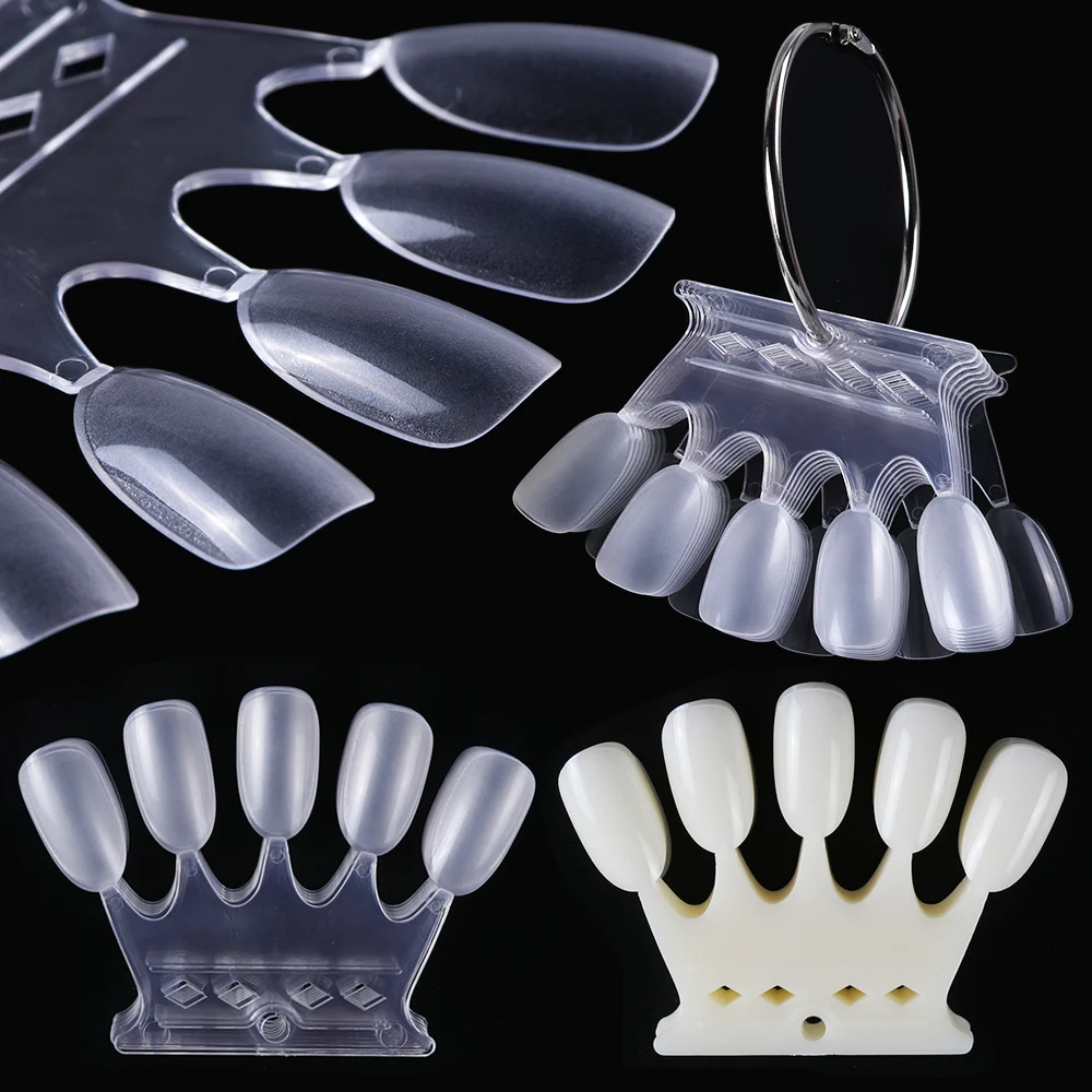 

10pcs False Clear Nail Tips Crown Shaped Nature Fake Nail Art Display Palette Acrylic UV Gel Polish Manicure Practice Tool JI767