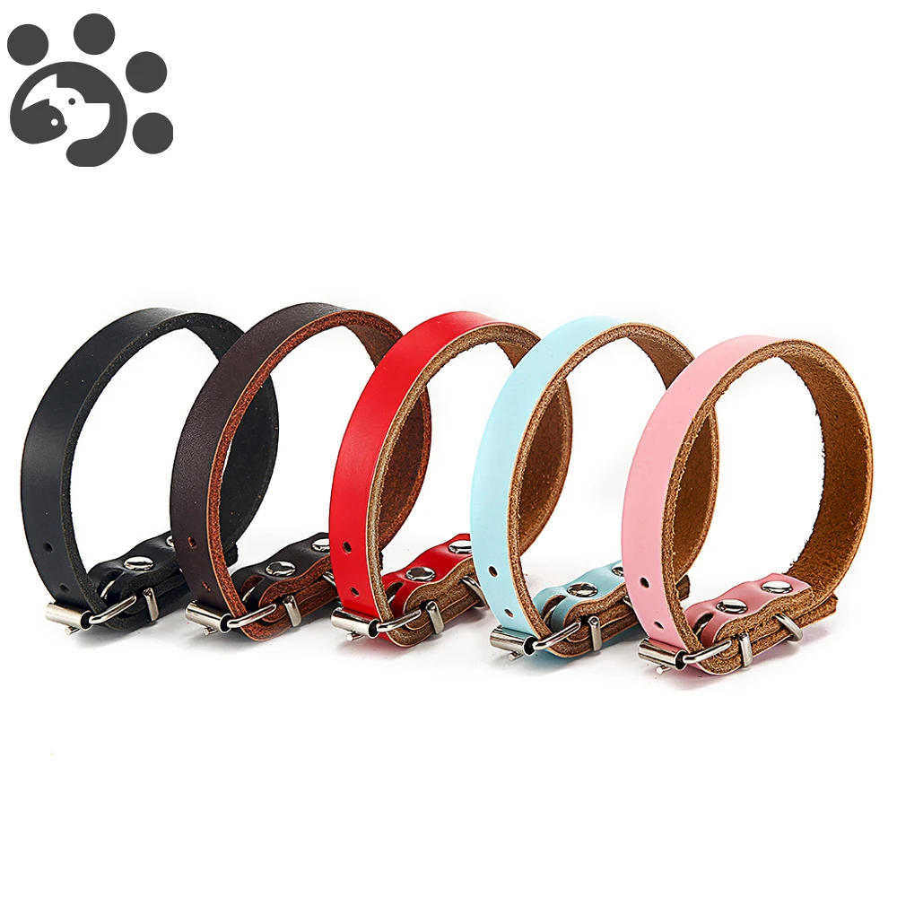 Leather Dog Collar Adjustable for Cats Necklace Small Large Dogs Outdoor Puppy Training Accessories MP0061 | Дом и сад