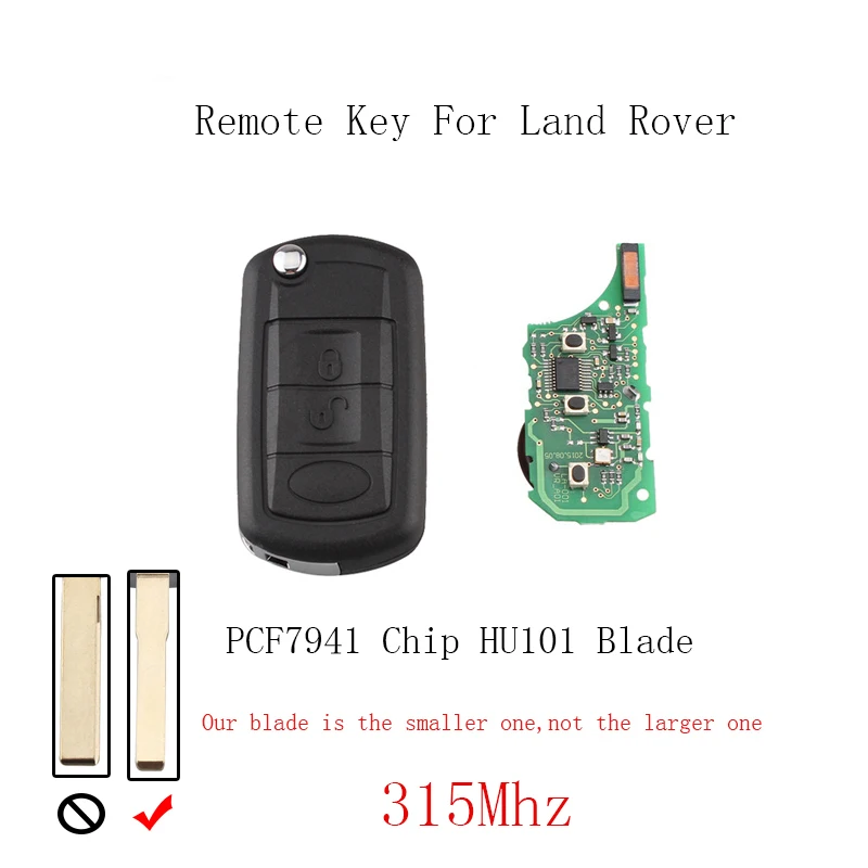 

315Mhz 3Buttons Remote Keyless Key Fob For Land Rover Range Rover L322 HSE Vogue HU101 Blade&PCF7941 Chip Original Key