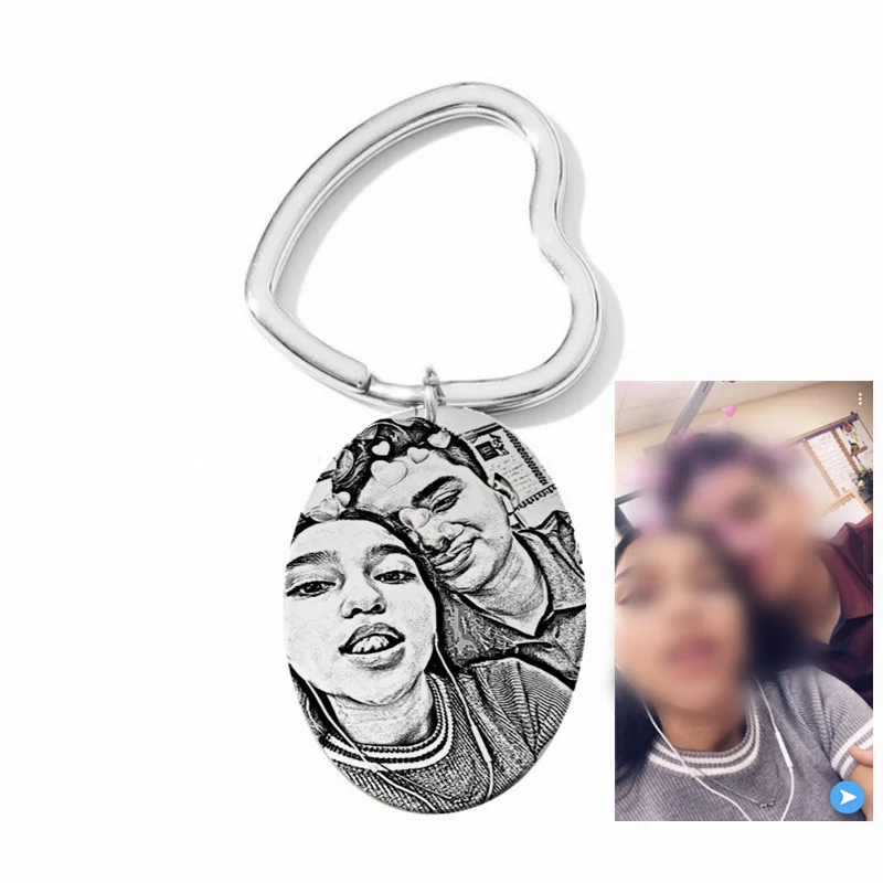 

Customized Photo Keychain Personalized Key chain Custom Engrave Picture Words Stainless Steel Dog Keychain Jewelry Gift