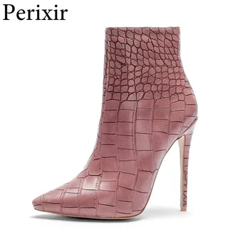 

2019 New Winter Stiletto Heels Women Boots Sexy Pointed Toe Bootie Warm Printing Sexy Thin Heels Female Shoes High Neck Footwear