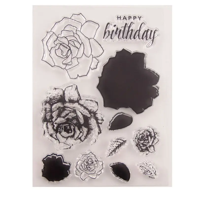 

Flower Happy Birthday Silicone Clear Seal Stamp DIY Scrapbooking Embossing Photo Album Decorative Paper Card Craft Art Handmade