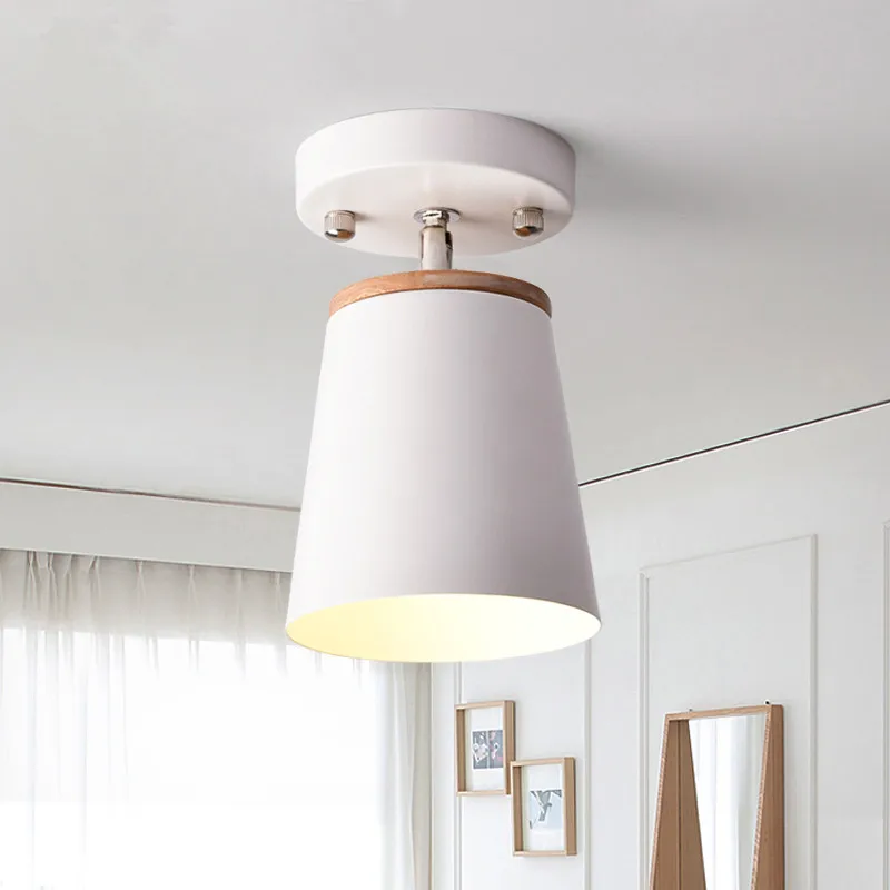  Nordic Rotate Wooden Ceiling Lamps Adjustable Metal Lampshade Chandeliers For Kicthen Corridor Indo