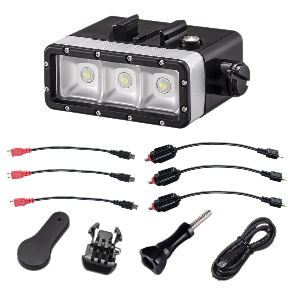 

Multi-Function 147ft Waterproof Light High Power Dimmable 5200mAh Battery Photographic Lighting For Gopro Hero 7 6 5 4 XiaomiYI