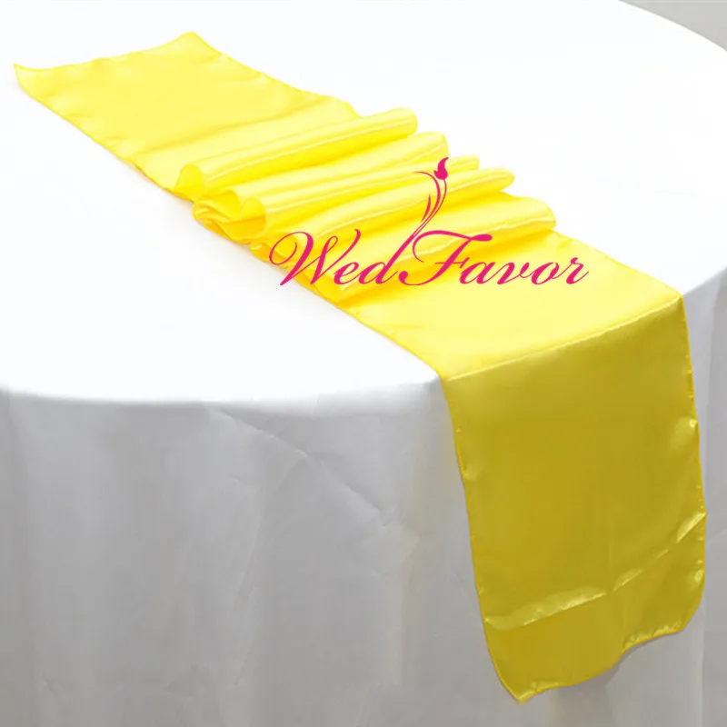 WedFavor 10 шт. коралловые модные атласные настольные дорожки для вечерние банкета отеля свадебные украшения - Цвет: Yellow