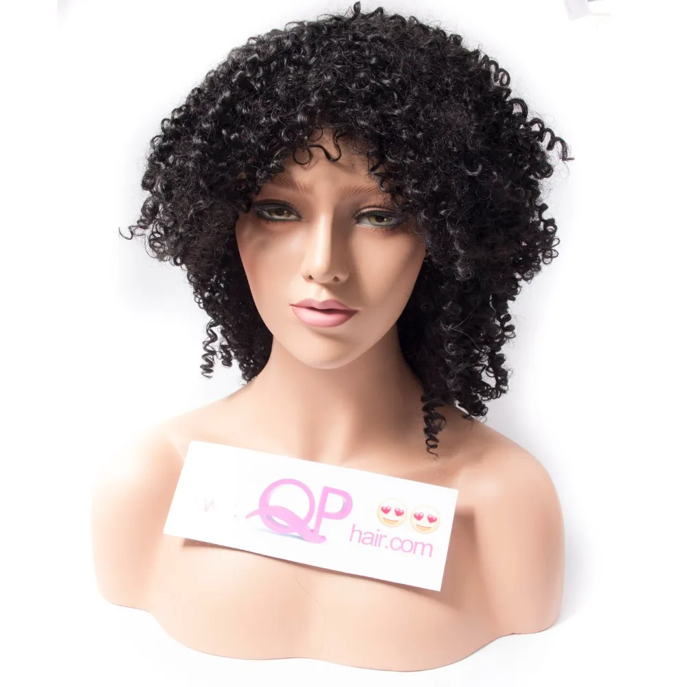 QP Hair Synthetic Wigs for Women African American Afro Kinky Curly Low Temperature Fiber Hair