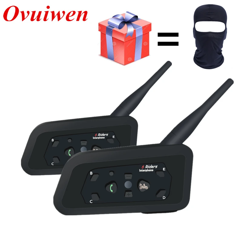 V6 intercom moto intercomunicador bluetooth para motocicleta 6 corredores Intercomunicador moto MP3 intercomunicadores de casco moto BT Bluetooth moto inalámbrico intercomunicador moto bluetooth - 1