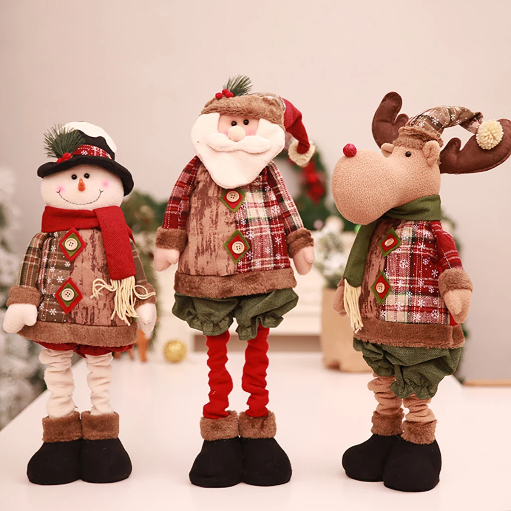 

Flexible Checkered Santa Reindeer Snowman Children Gift Fesitval Showcase Christmas Tree Xmas Hanging Toy Doll