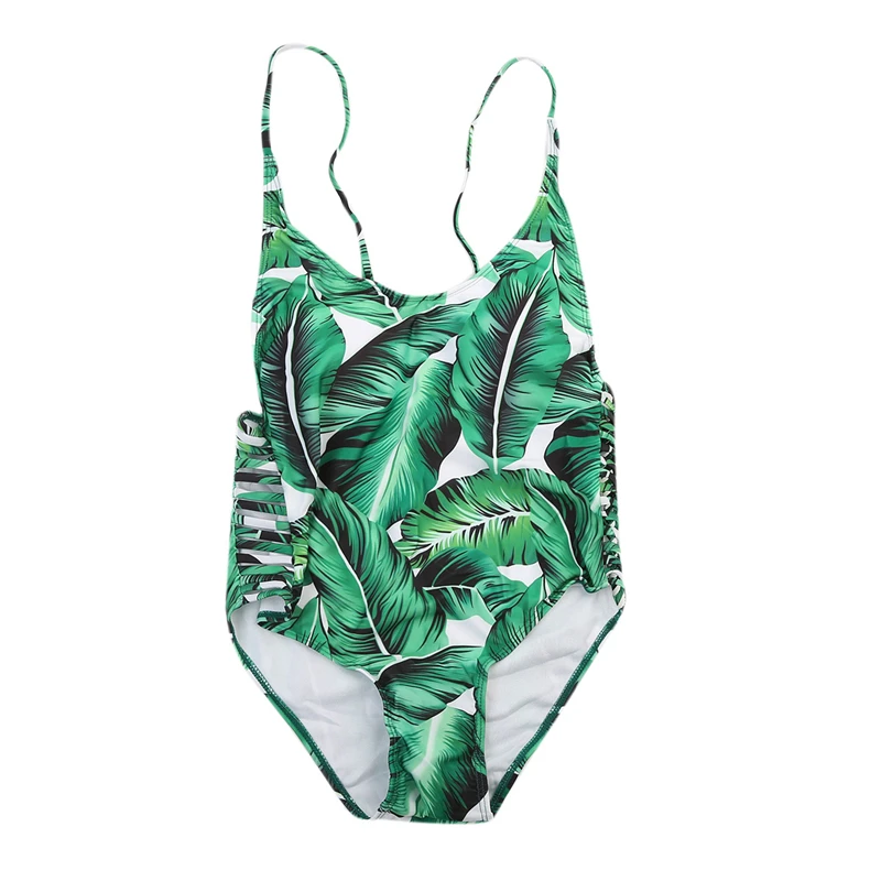 

Family Matching Swimwear 2018 Summer Women Kid Triangle Bikini One Pieces Family Look Push-Up Bandage Swimsuit Beachwear Clothes