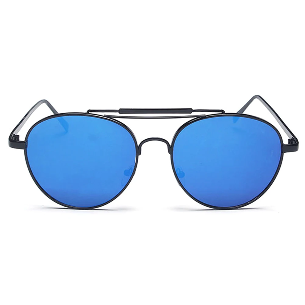 Retro dual-beam Sunglasses(black frame Blue mercury)