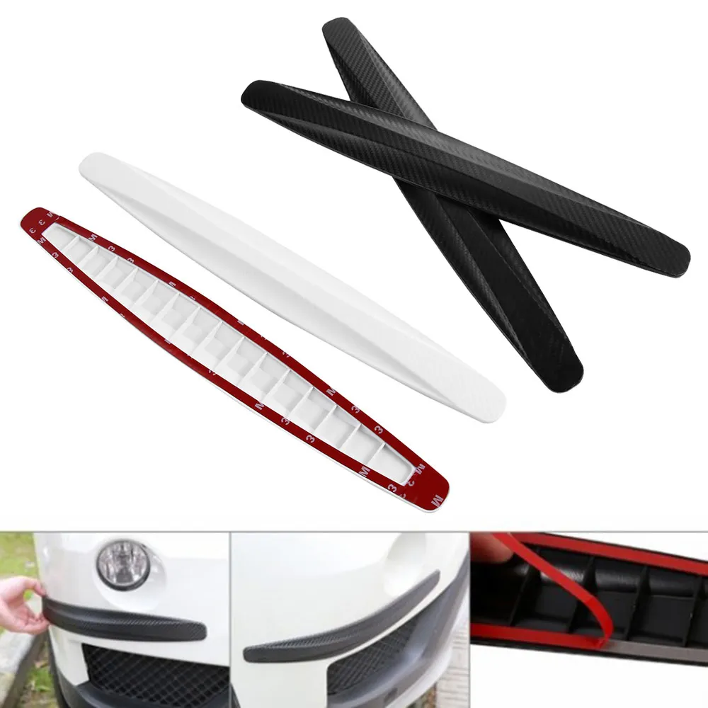 2pcs Black Rubber Front Rear Bumper Scratch Protector Strip Corner