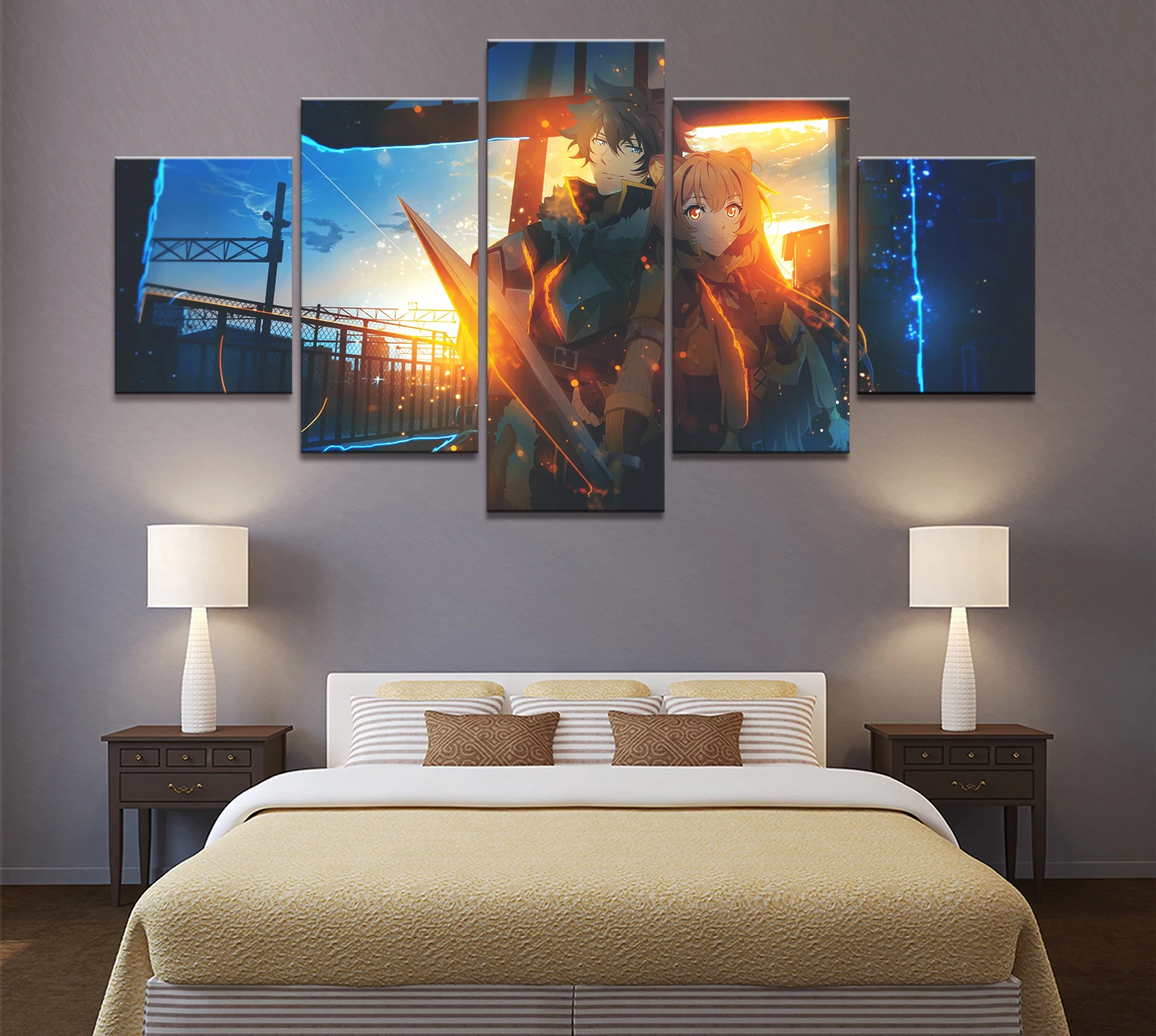 5 панель восстание щит герой трейлер аниме холст печатная живопись для гостиной Декор стены картина художественный плакат