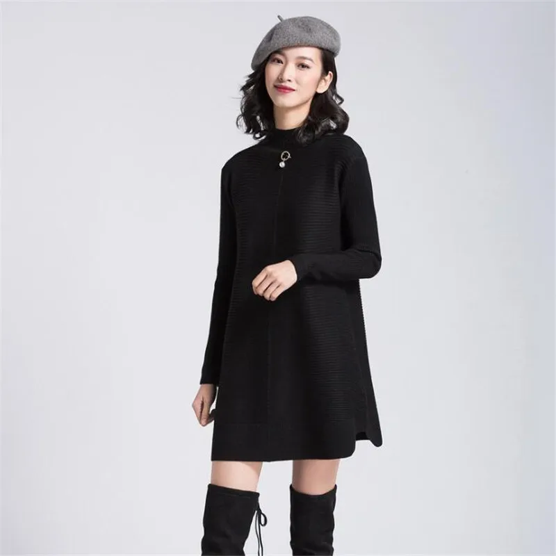 

High quality Cotton Winter Sweater Dress 2018 Spring Warm Turtleneck Sexy knitted sweater dresses bodycon pullover Sexy dress