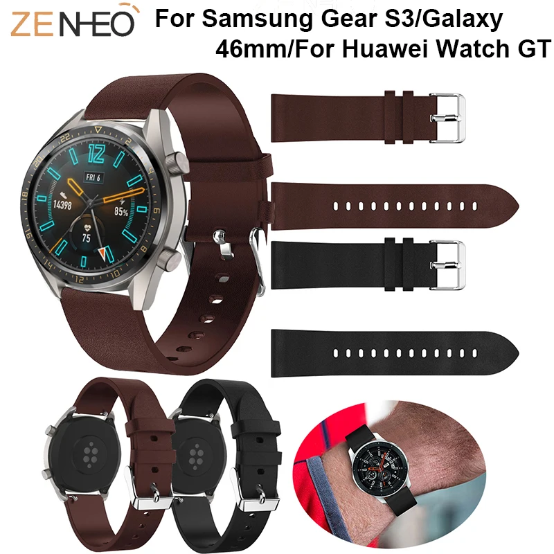 Кожаный наручный ремешок 22 мм для Huawei Watch GT часы ремни Замена Samsung Gear S3 Frontier