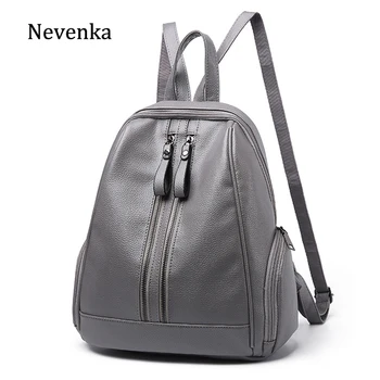 

Nevenka Women Leather Backpack Female Solid Backpacks for Teenager Girls Pink Backpack Travel Bags Ladies Black Daypack Bag 2018