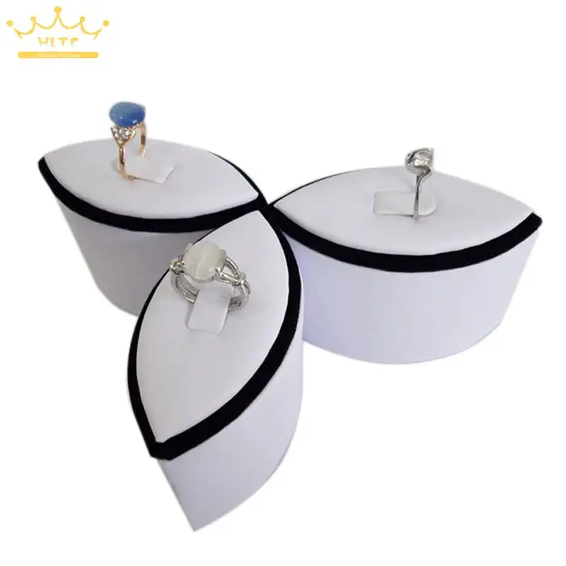 Роскошные ювелирные изделия дисплей кольцо дисплей в форме цветка кольцо башня дисплей белый и черный