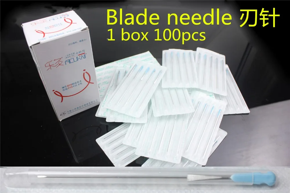 

100 pcs medical with Plastic pipe sterile Blade needle acupoint Acupuncture needle Flat scalp acupuncture Small needle knife