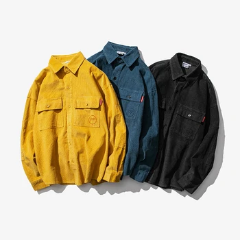 

Spring New Corduroy Jacket Men Fashion Solid Color Casual Cotton Jacket Man Streetwear Wild Hip Hop Loose Bomber Jacket Male