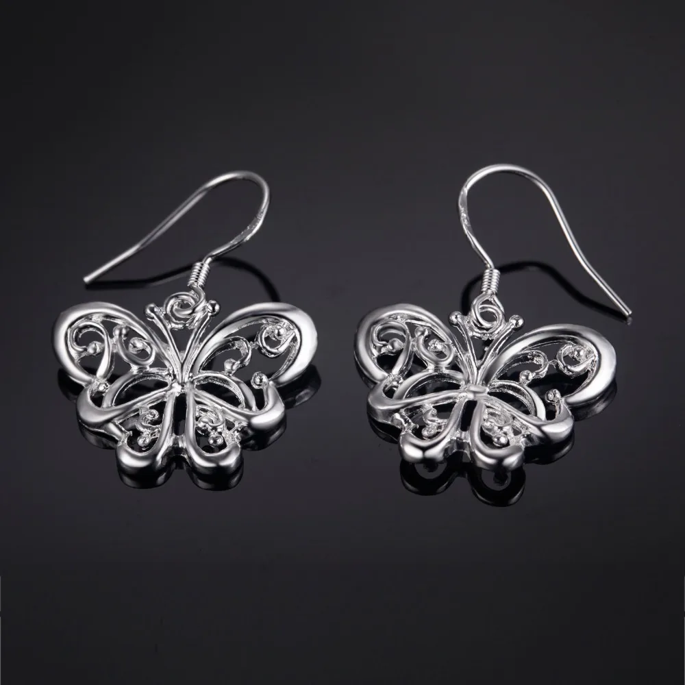Опт и розница, посеребренные ювелирные серьги с бабочкой, модные серьги высшего качества PR026