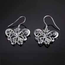 Опт и розница, посеребренные ювелирные серьги с бабочкой, модные серьги высшего качества PR026