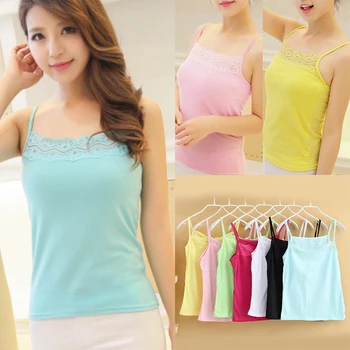 

Women Solid Color Lace Tank Top Sexy Vest Summer Ladies Camisole Crop Sleeveless Lace Up Tank Tops 2019 New Fashion