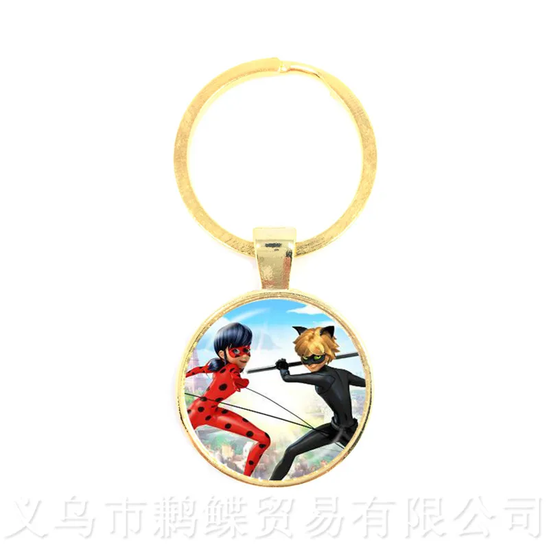 

Ladybug And Black Cat Noir Key Chains For Ladybug Anime Jewelry High Quality Handmade Keyring For Men Women Kid Gift