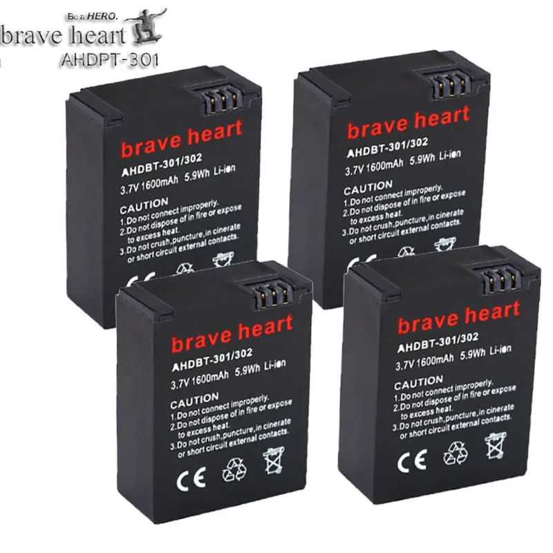 4x bateria batterie Go Pro Hero 3 + батареи для Gopro hero Black Edition белый серебристый HD аксессуары