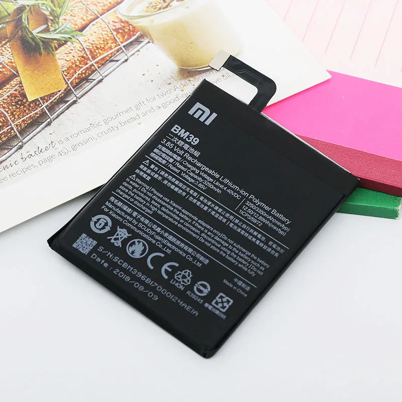 Оригинальный аккумулятор Xiaomi 6 BM39 3350 мАч для Mi Mi6 высококачественный Сменный
