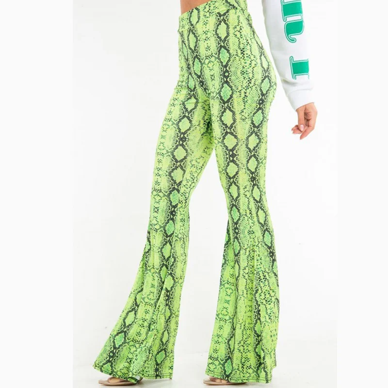 High Waist Snake Skin Print Fashion Wide-legged Elastic Trousers Spring Autumn Woman Sexy Party Club Bodycon Trousers Pantalone High Waist Snake Skin Print Fashion Wide-legged Elastic Trousers Spring Autumn Woman Sexy Party Club Bodycon Trousers Pantalone