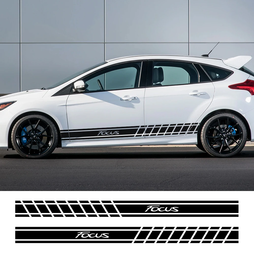 

2PCS Sport Car Door Side Skirt Stickers For Ford Focus 2 3 1 MK2 MK3 MK1 Vinyl Stripe Captivating Auto Decor Decals Accessories