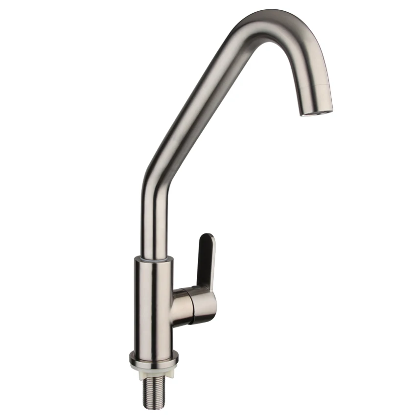 Kitchen faucet Single cold water faucet  brushed kitchen tap 304stainless steel Single Handle Single Hole Deck Mounted Ceramic